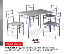 Jídelní set 4 + 1, dub sonoma/stříbrná konstrukce - ASKO akcniletaky.com