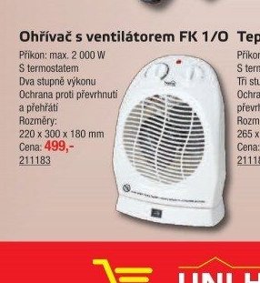 Ohřívač s ventilátorem FK 1/O - UNI HOBBY akcniletaky.com