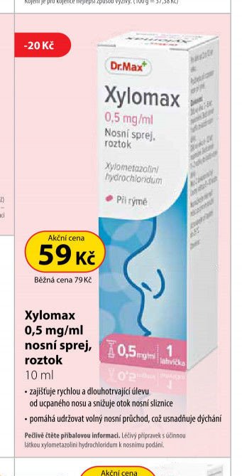 Xylomax 0,5 mg/ml nosní sprej, roztok 10 ml