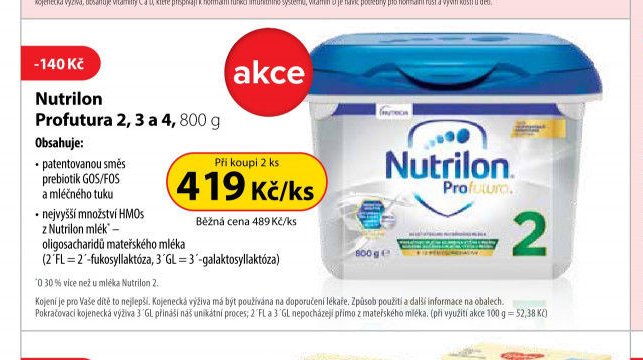 Nutrilon Profutura 2, 3 a 4, 800 g