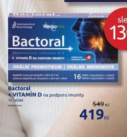 Bactoral + VITAMÍN D na podporu imunity 16 tablet