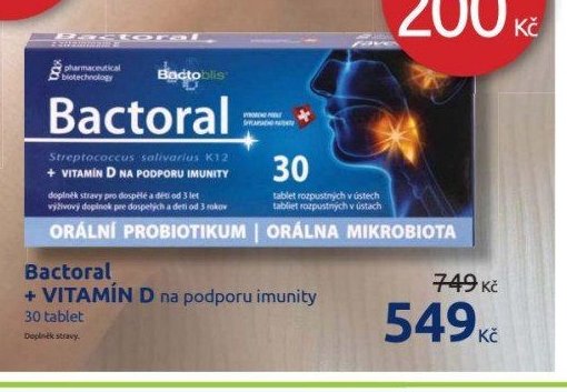 Bactoral + VITAMÍN D na podporu imunity 30 tablet
