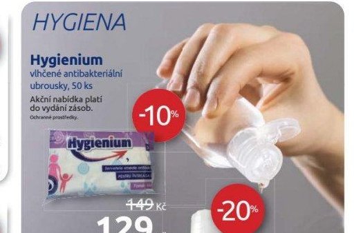 Hygienium vlhčené antibakteriální ubrousky 50 ks