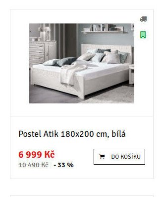 Postel Atik 180x200 cm, bílá - ASKO akcniletaky.com
