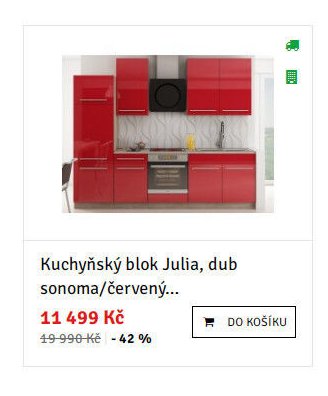 Kuchyňský blok Julia, dub sonoma/červený - ASKO akcniletaky.com