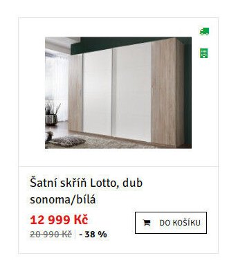 Šatní skříň Lotto, dub sonoma/bílá - ASKO akcniletaky.com