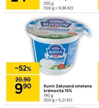 Kunín Zakysaná smetana 190g