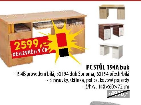 PC STŮL 194A buk - IDEA nábytek akcniletaky.com
