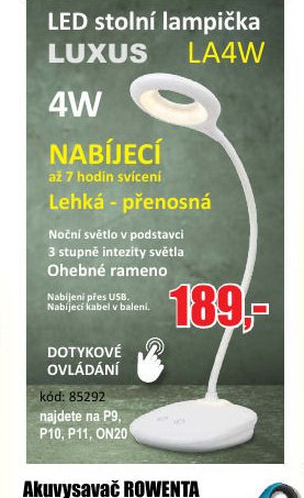 LED stolní lampička LUXUS LA4W