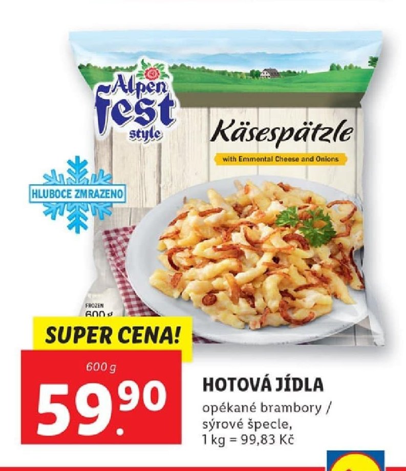 Hotová jídla (opékané brambory / sýrové špecle)