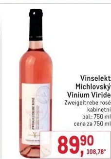 Víno Zweigeltrebe Rosé Vinium Viride Vinselekt Michlovský - kabinetní