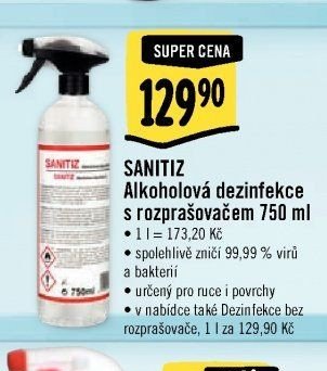 SANITIZ Alkoholová dezinfekce s rozprašovačem 750 ml