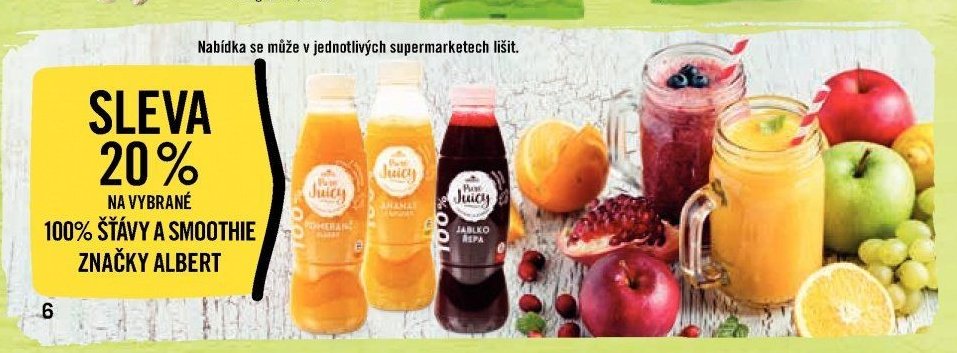 100% šťávy a smoothie značky Albert