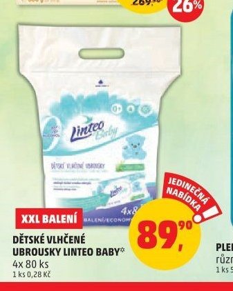 Dětské vlhčené ubrousky Linteo Baby 4x 80 ks