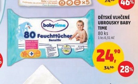 DĚTSKÉ VLHČENÉ UBROUSKY BABY TIME 80 ks