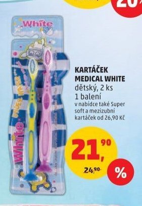 KARTÁČEK MEDICAL WHITE dětský, 2 ks