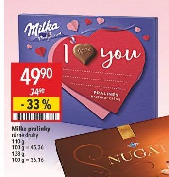Milka pralinky