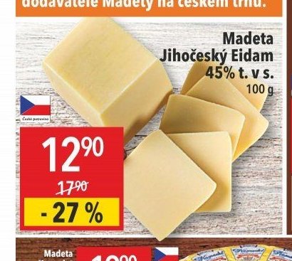 Madeta Jihočeský Eidam 45% t. v s.