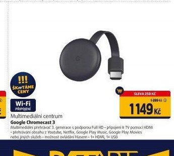 Multimediální centrum Google Chromecast 3