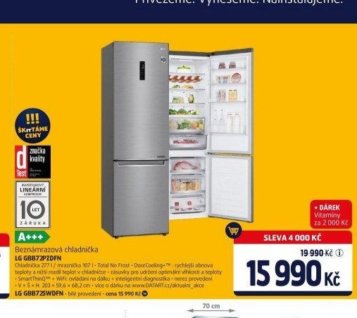 Beznámrazová chladnička LG GBB72PZDFN