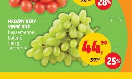 Hrozny révy vinné bílé bezsemenné 500 g
