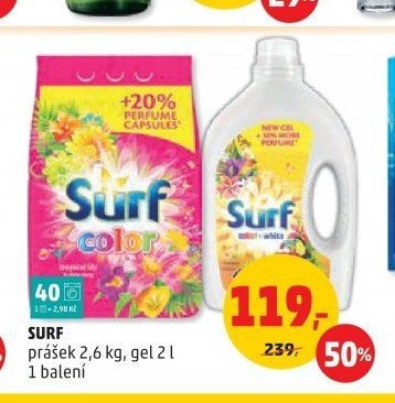 Surf prášek 2,6 kg, gel 2 l