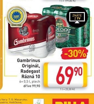 Gambrinus Originál, Radegast Rázná 10