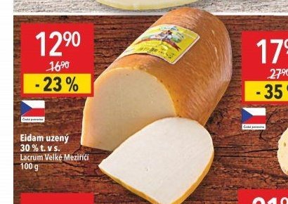 Eidam uzený 30 % t. v s. Lacrum Velké Meziříčí