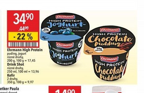 Ehrmann High Protein puding, jogurt, Kefír