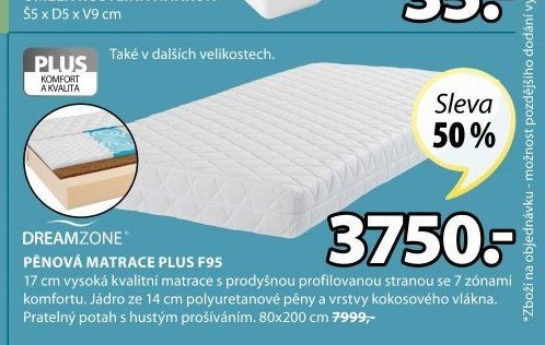 PĚNOVÁ MATRACE PLUS F95 - Jysk akcniletaky.com