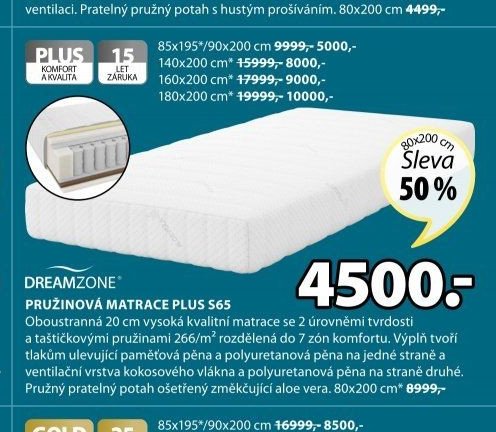 PRUŽINOVÁ MATRACE PLUS S65 - Jysk akcniletaky.com
