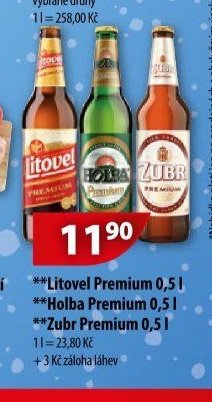Litovel Premium 0,5 l, Holba Premium 0,5 l, Zubr Premium 0,5 l