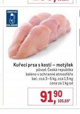 Kuřecí prsa s kostí – motýlek