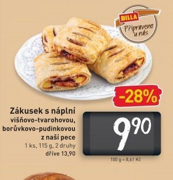 Zákusek s náplní višňovo-tvarohovou, borůvkovo-pudinkovou