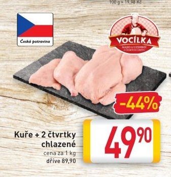 Kuře + 2 čtvrtky chlazené
