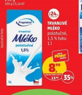 TRVANLIVÉ MLÉKO polotučné 1 l