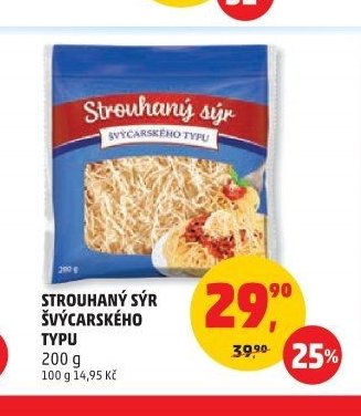 Strouhaný sýr švýcarského typu
