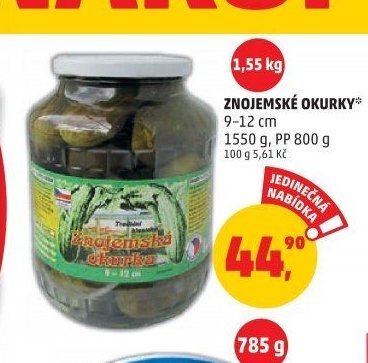 ZNOJEMSKÉ OKURKY 1550 g
