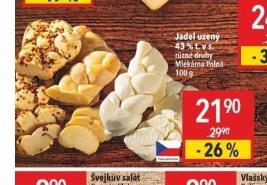 Jadel uzený 43 % t. v s. různé druhy Mlékárna Polná 100 g