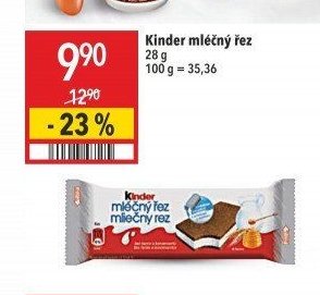 Kinder mléčný řez