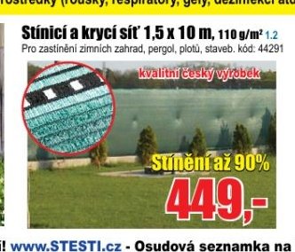 Stínicí a krycí síť 1,5 x 10 m
