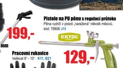 Pistole na PU pěnu s regulací průtoku