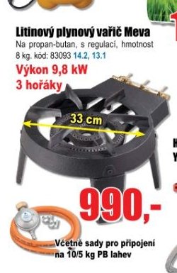 Litinový plynový vařič Meva