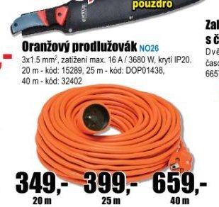 Oranžový prodlužovák (20m, 25m, 40m)