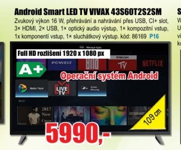 Android Smart LED TV VIVAX 43S60T2S2SM