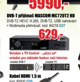 DVB-T přijímač MASCOM MC720T2 HD