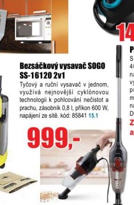 Bez sáčkový vysavač SOGO SS-16120 2v1