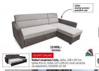 Sedací souprava Livia, látka, 228x157 cm - ASKO akcniletaky.com