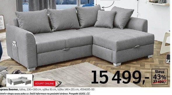 Sedací souprava Boomer, látka, 236x160 cm - ASKO akcniletaky.com