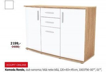 Komoda Rondo, dub sonoma / bílá - ASKO akcniletaky.com